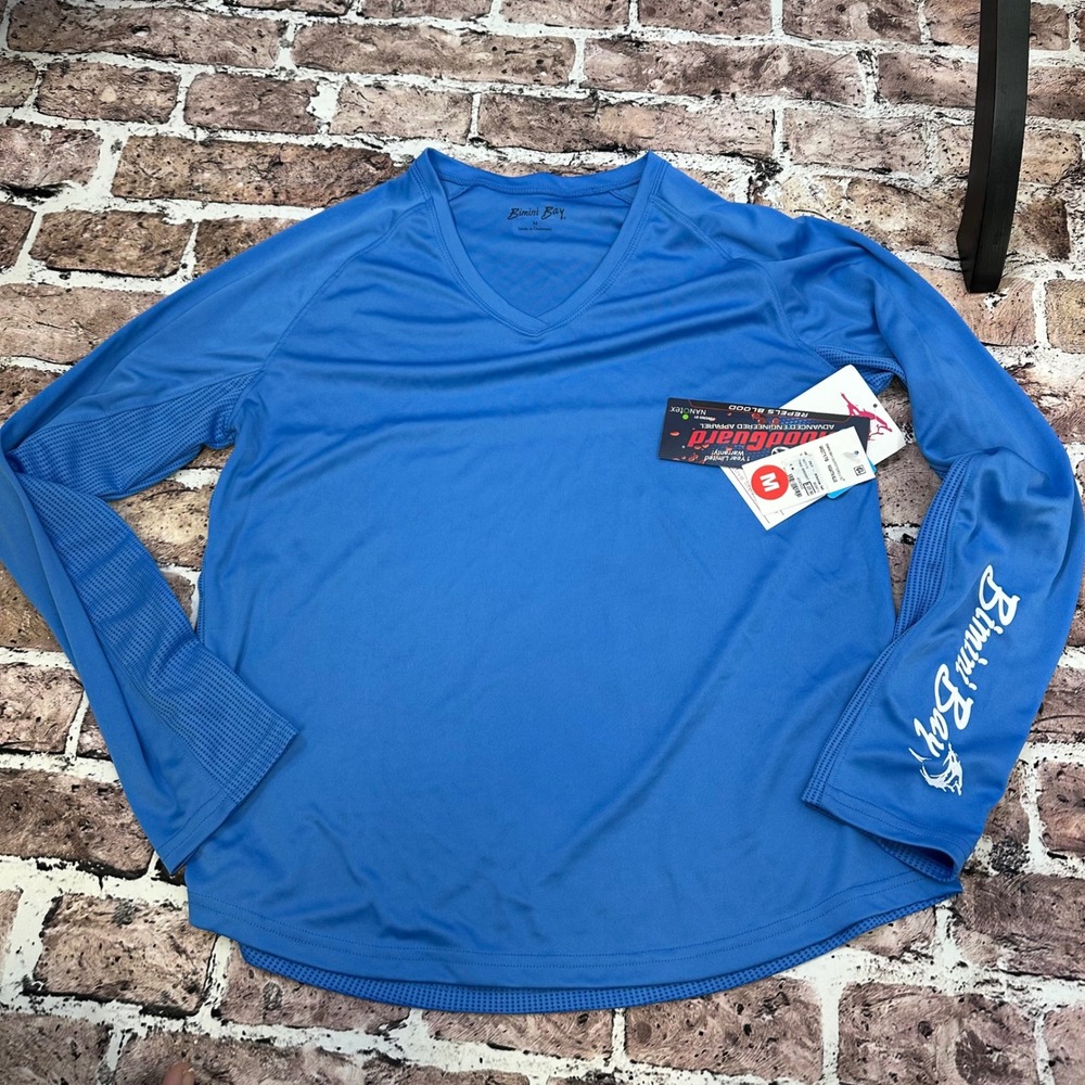 Bimini Bay Outfitters Men's Blue Long Sleeve Performance Fishing Shirt Size M‎